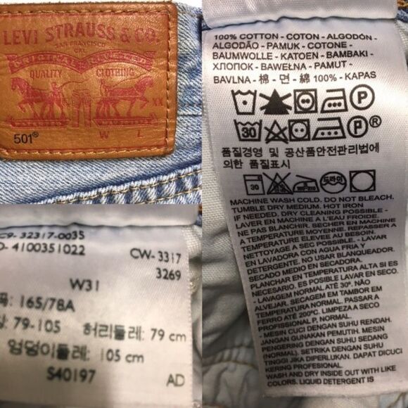 levi’s 501 High Waisted Denim Shorts Light Blue 31 - Picture 4 of 4